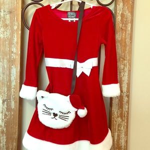 Christmas dress with purse, toddler girl 4, EUC.